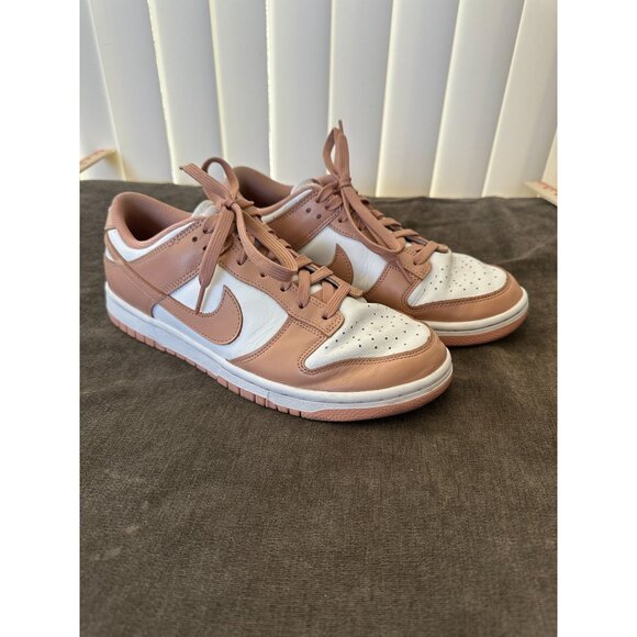 Nike Dunk Low Womens Sneakers Size 10 White & Pink Leather - Picture 1 of 8